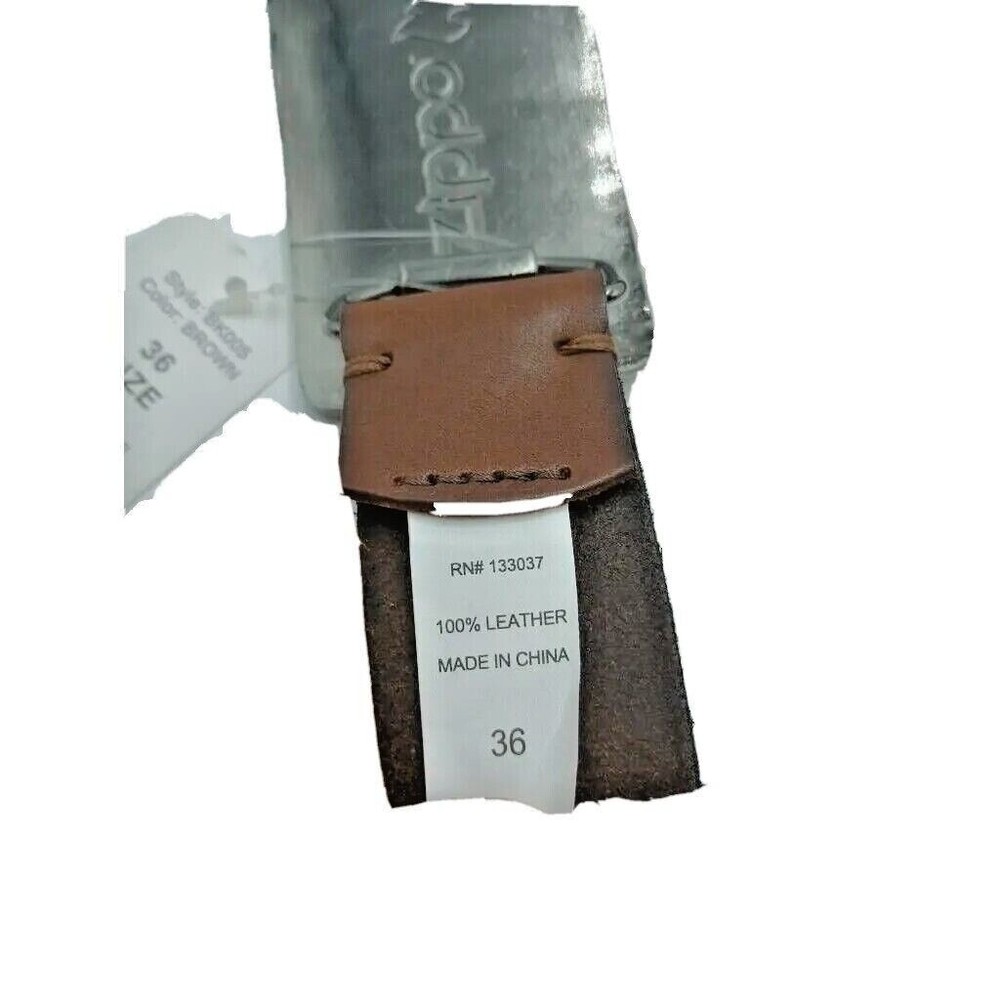 Zippo Belt Buckle Zippo Logo Collectible Design Brown Leather Belt Mens Size 36 - Picture 4 of 4